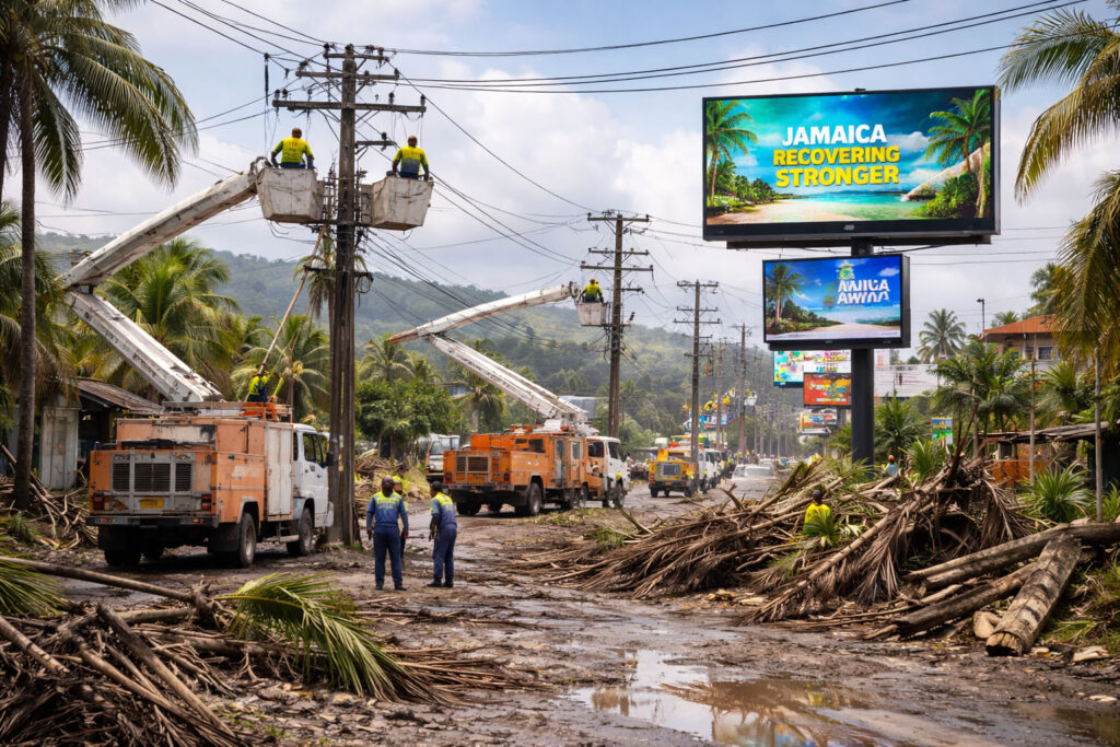 billboard recovery efforts after hurricane melissa